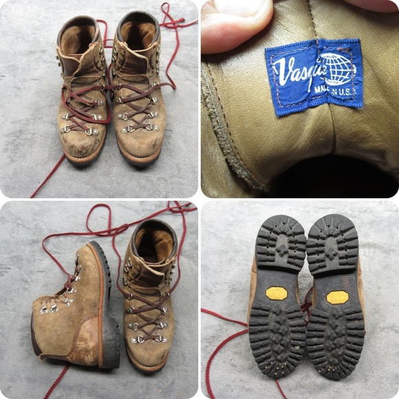 Vasque Hiking Boots Mens 7 M‎ Brown Leather Mountaineering Heavyweight USA VTG
